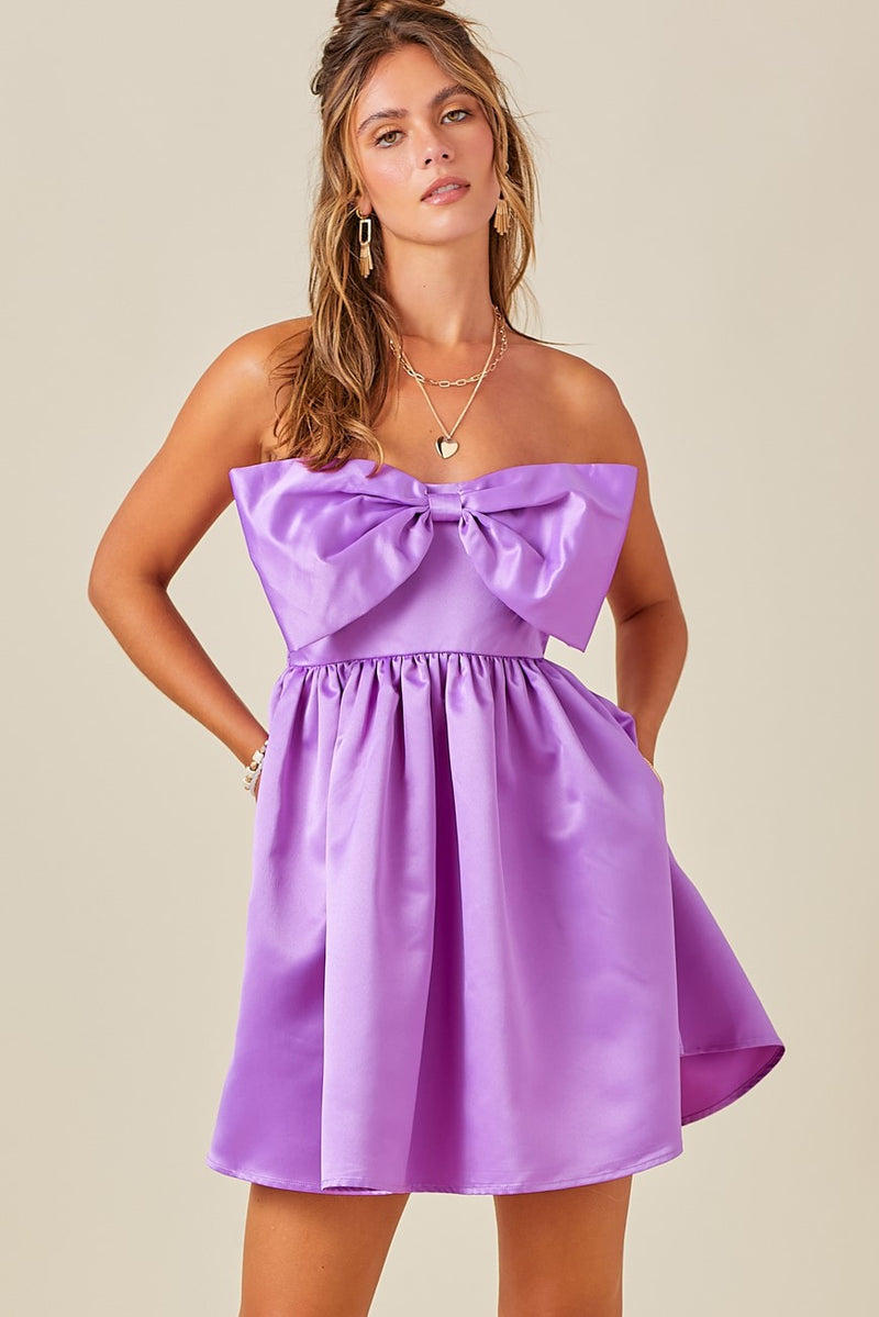 Purple Bow Detail Dress