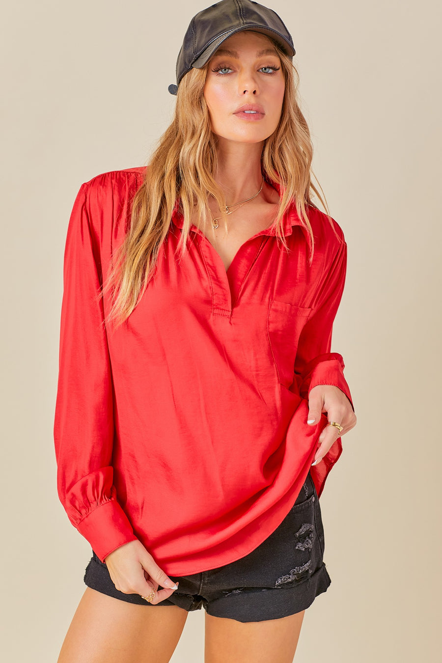 Red Silk Top