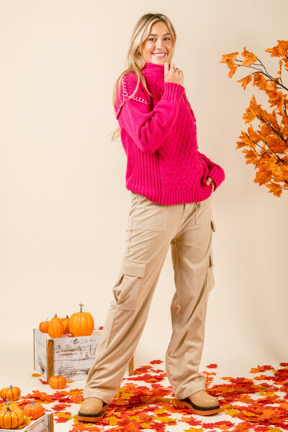 Stitched Magenta Sweater