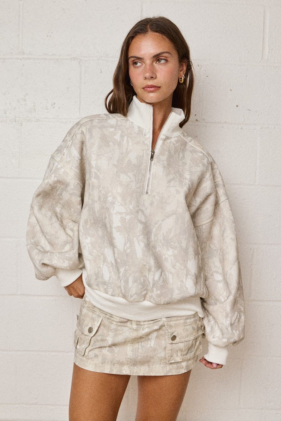 Camo Quarter Zip Up Hoodie