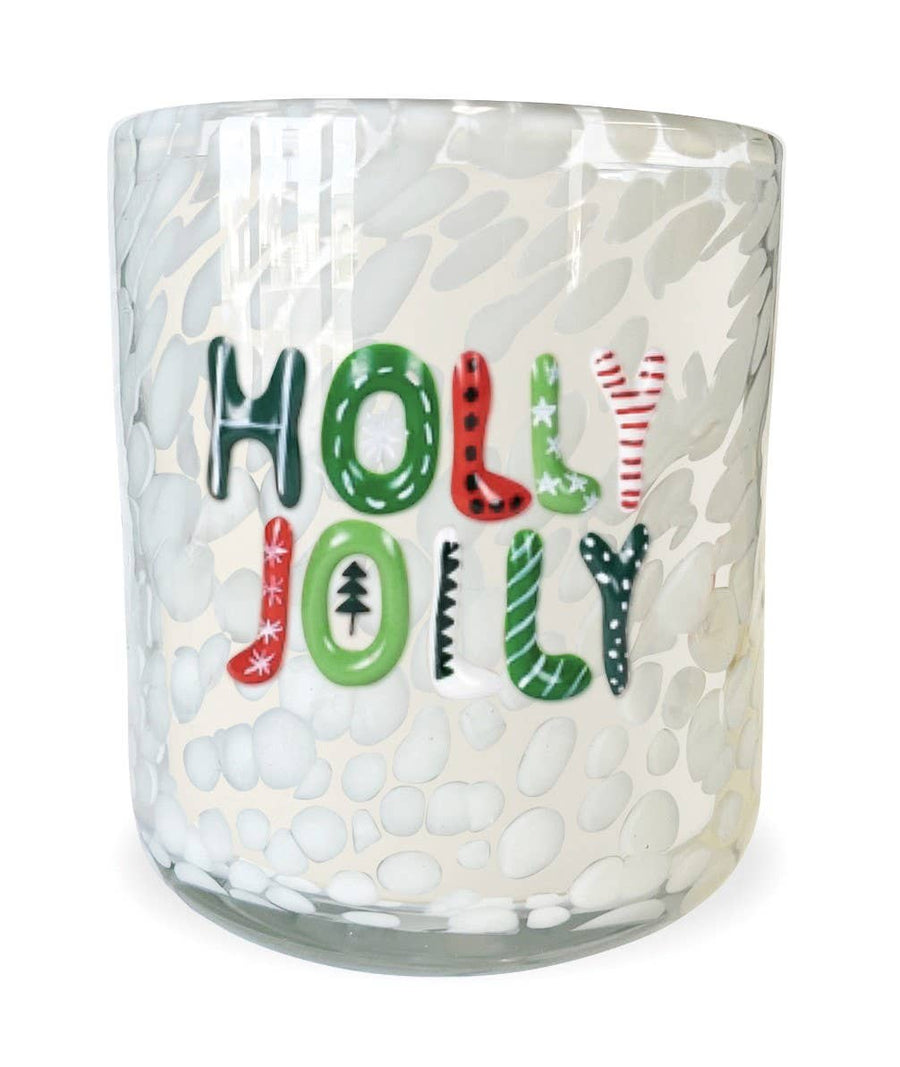 HOLLY JOLLY  Holiday Confetti Hand Painted Icon 12oz Candle