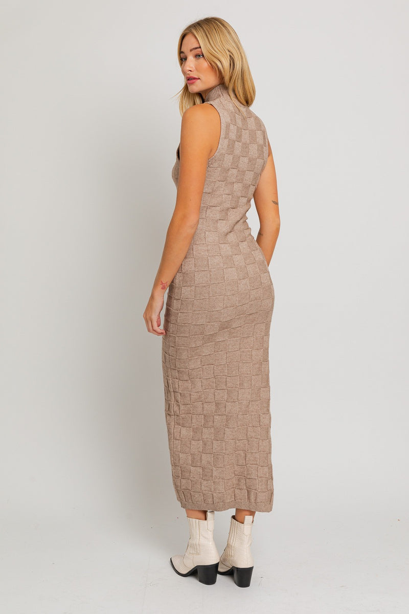 Checkered Textured Body-con Dress