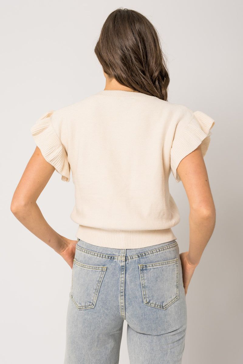 Cream Detailed Sleeve Top