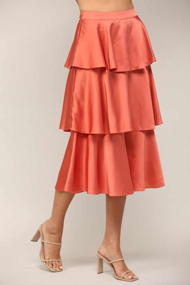 Rust Ruffled Skirt