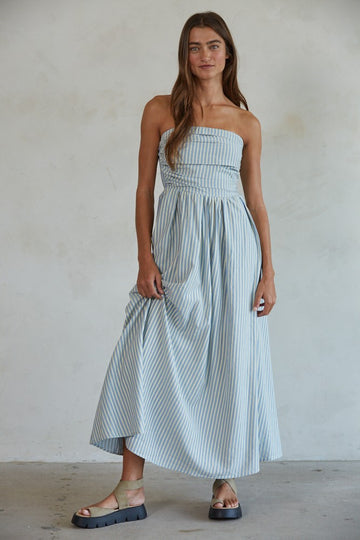 Dusty Blue Striped Dress