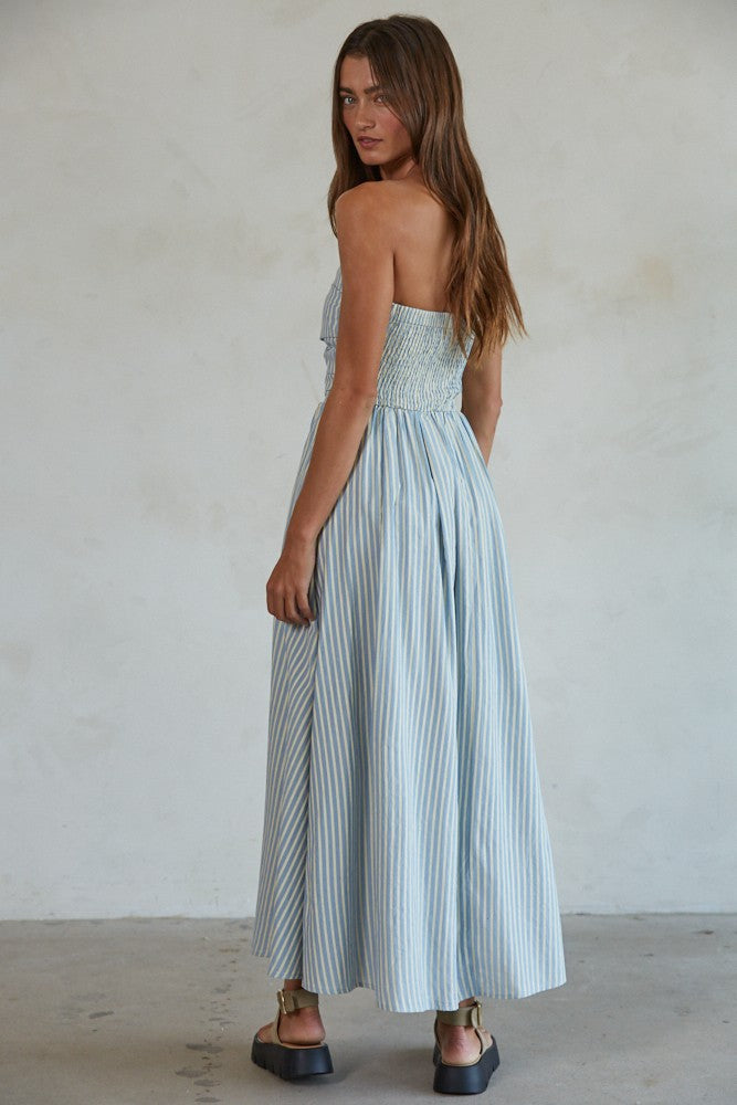 Dusty Blue Striped Dress