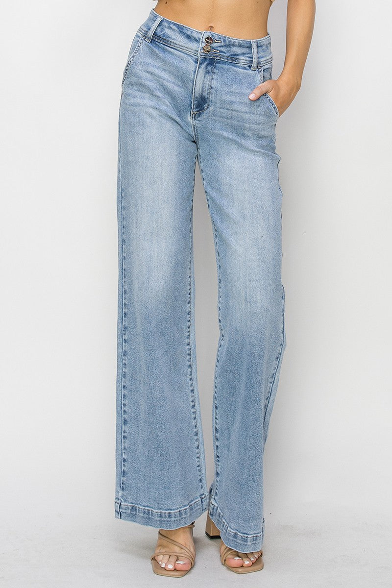Light Wash Double Wide Leg Jean