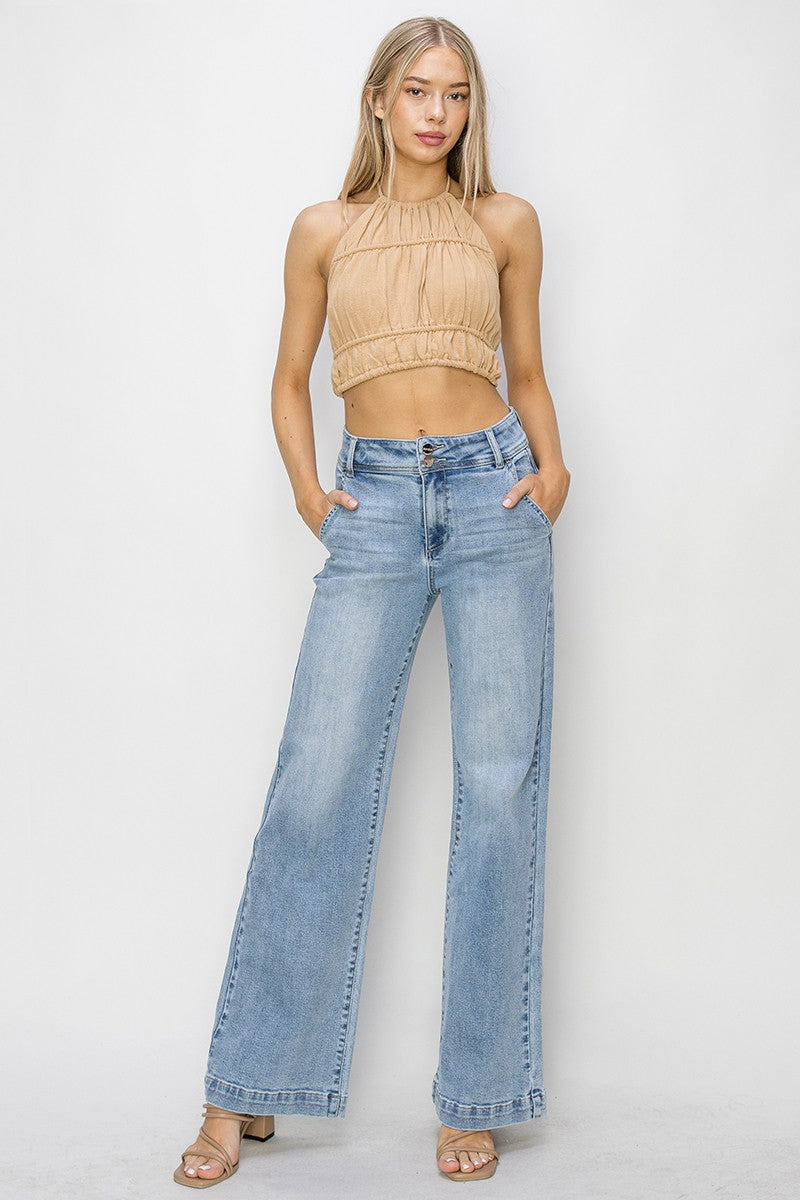 Light Wash Double Wide Leg Jean