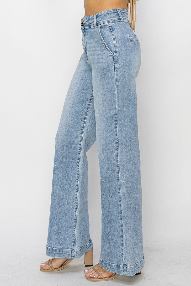 Light Wash Double Wide Leg Jean
