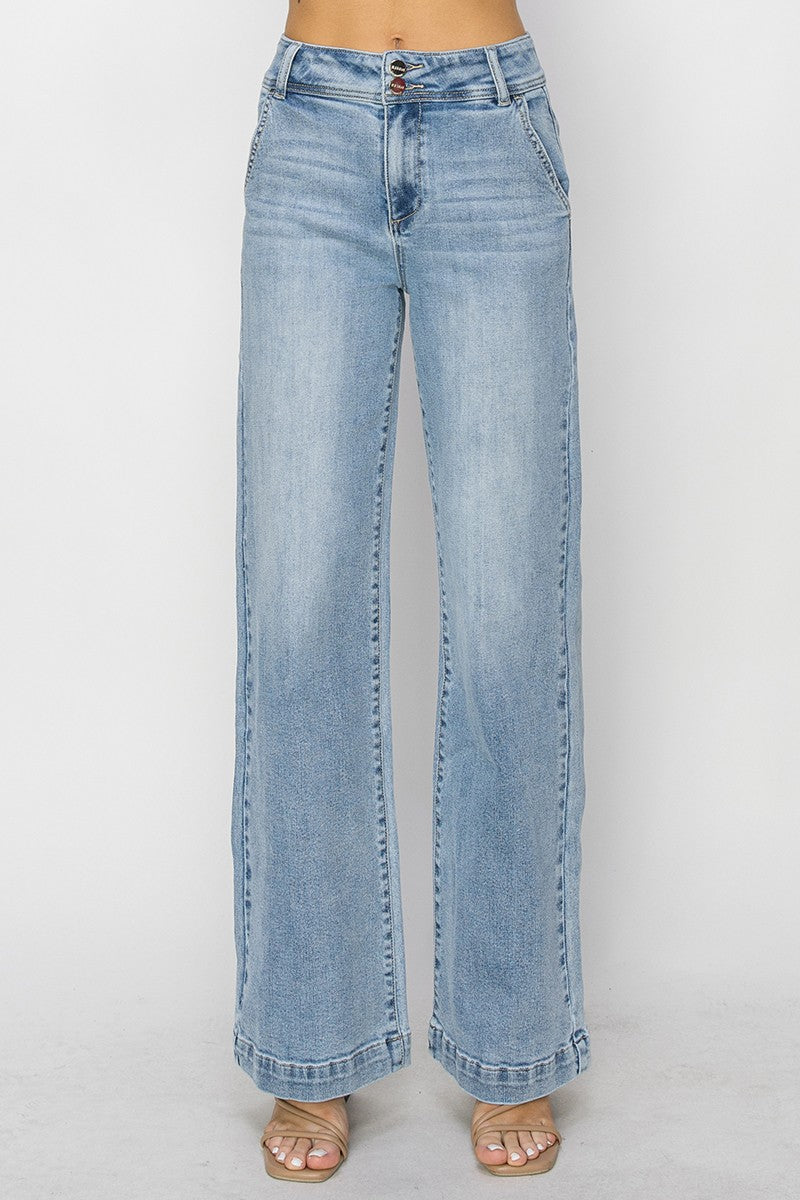 Light Wash Double Wide Leg Jean