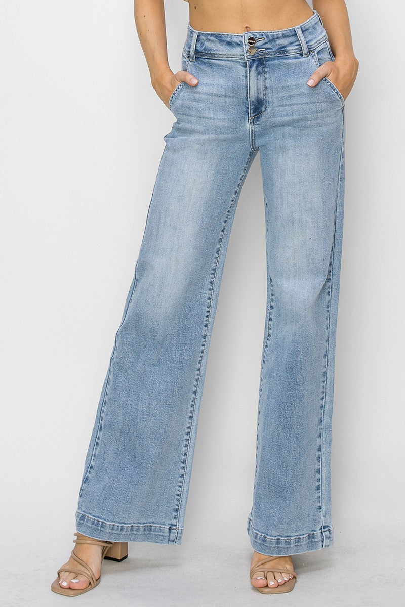 Light Wash Double Wide Leg Jean