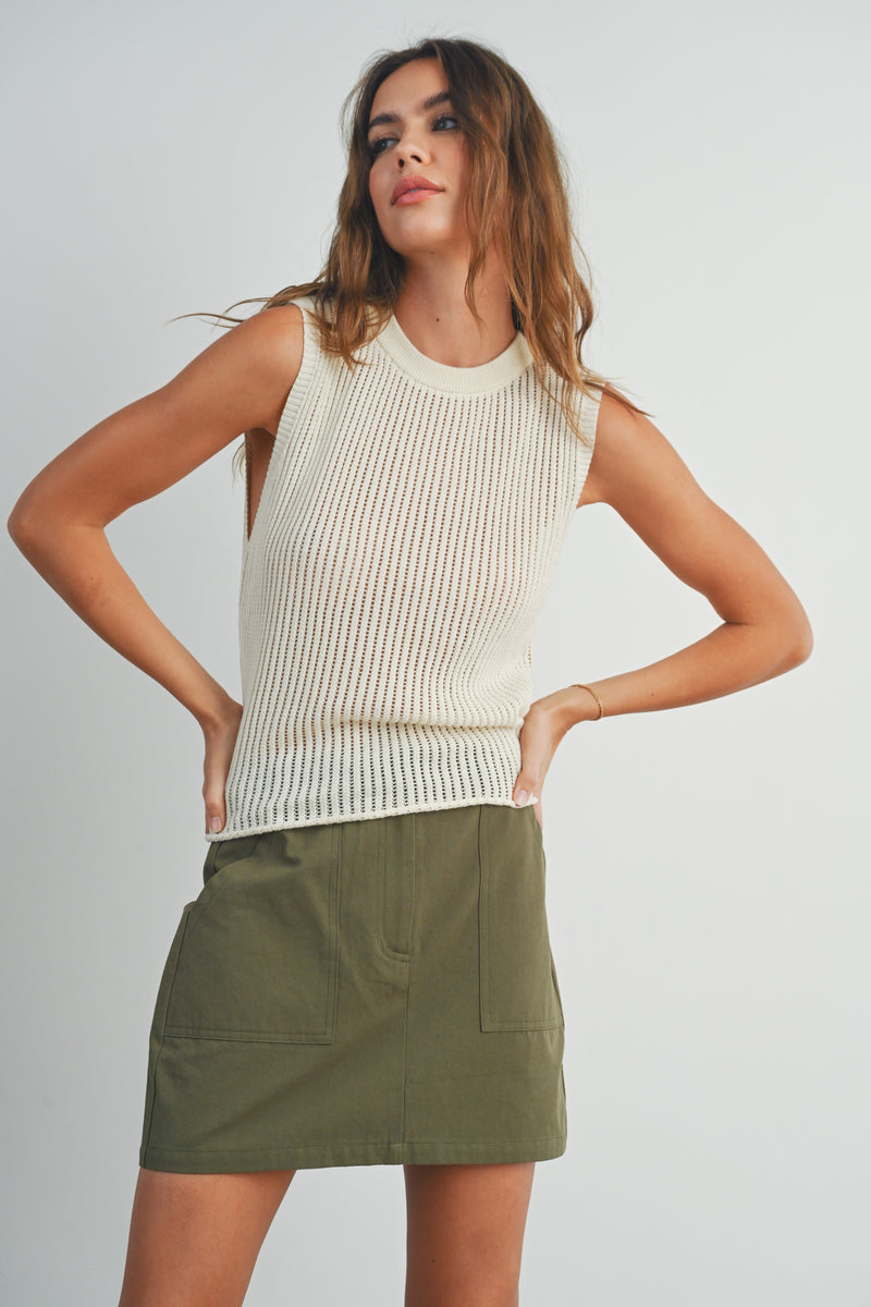 Cream Knit Top