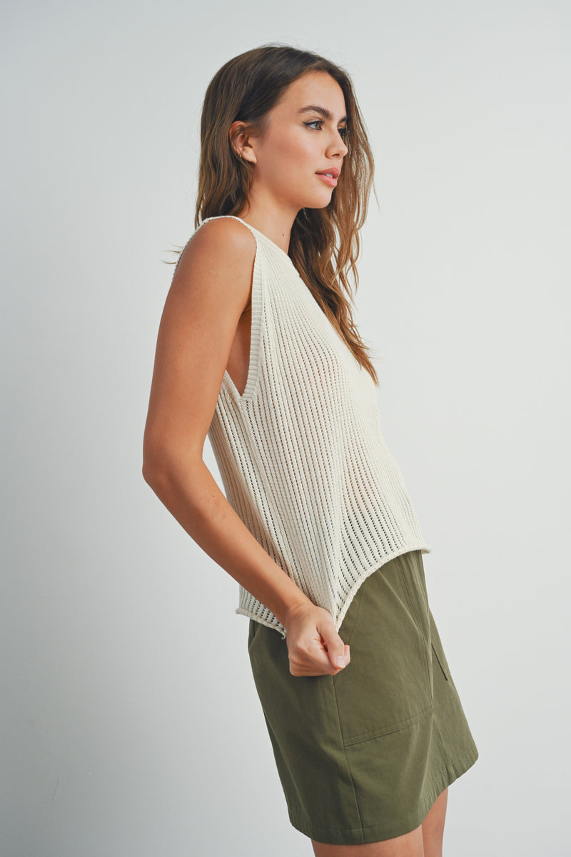 Cream Knit Top