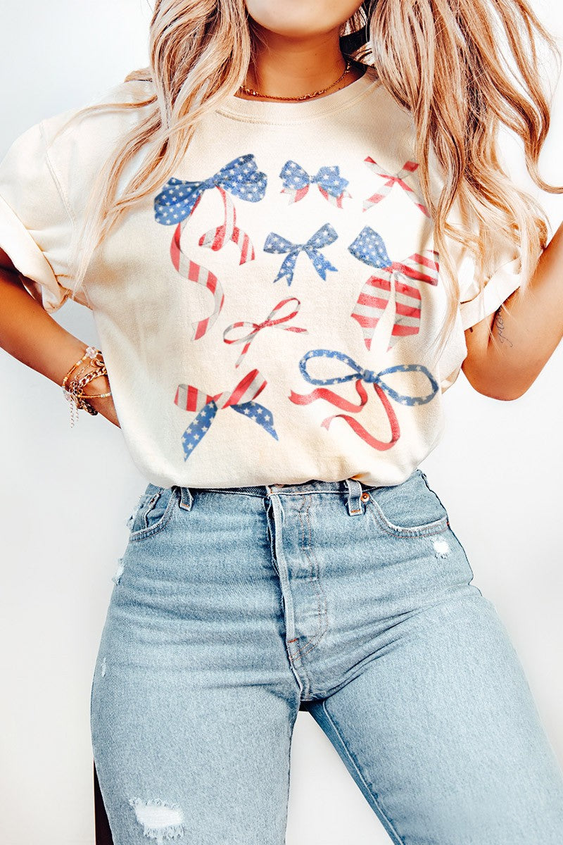 American Flag Bow Tee