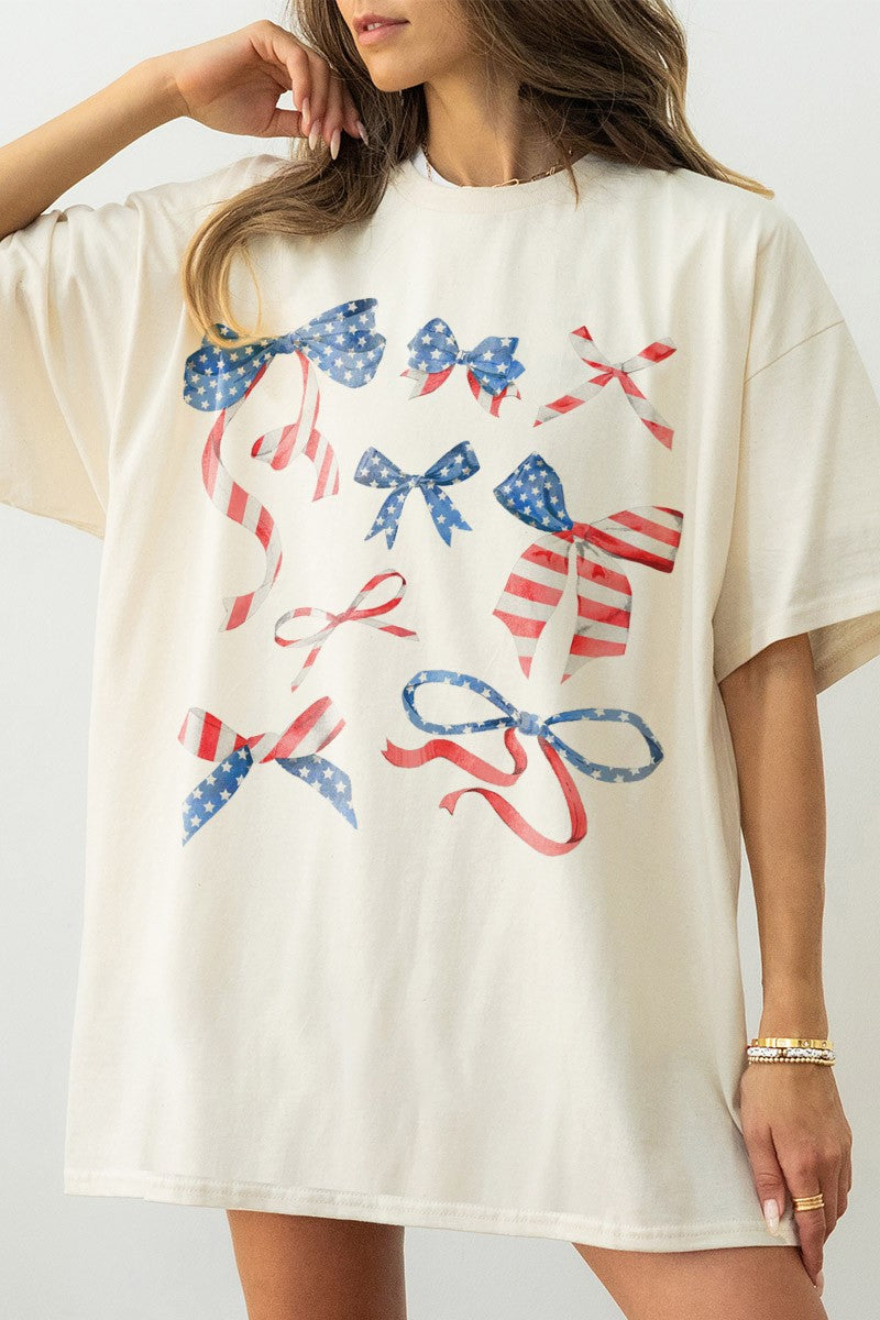 American Flag Bow Tee