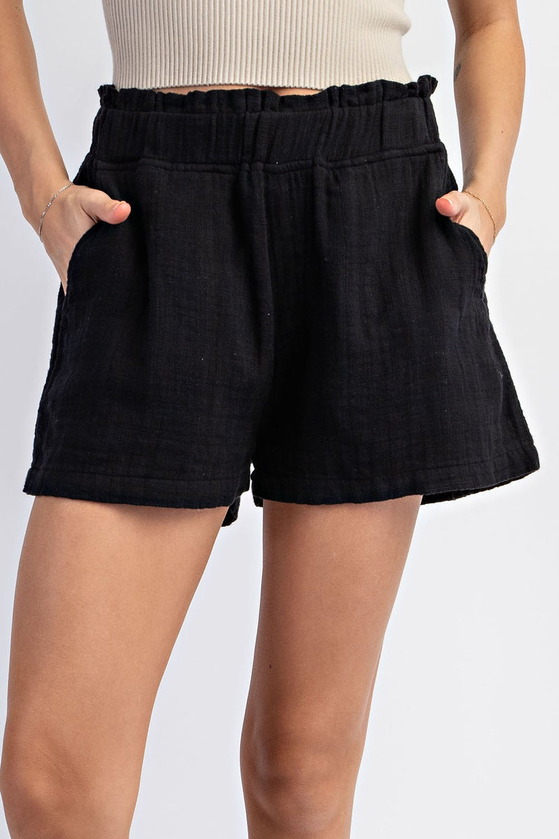 Linen Shorts - BLACK