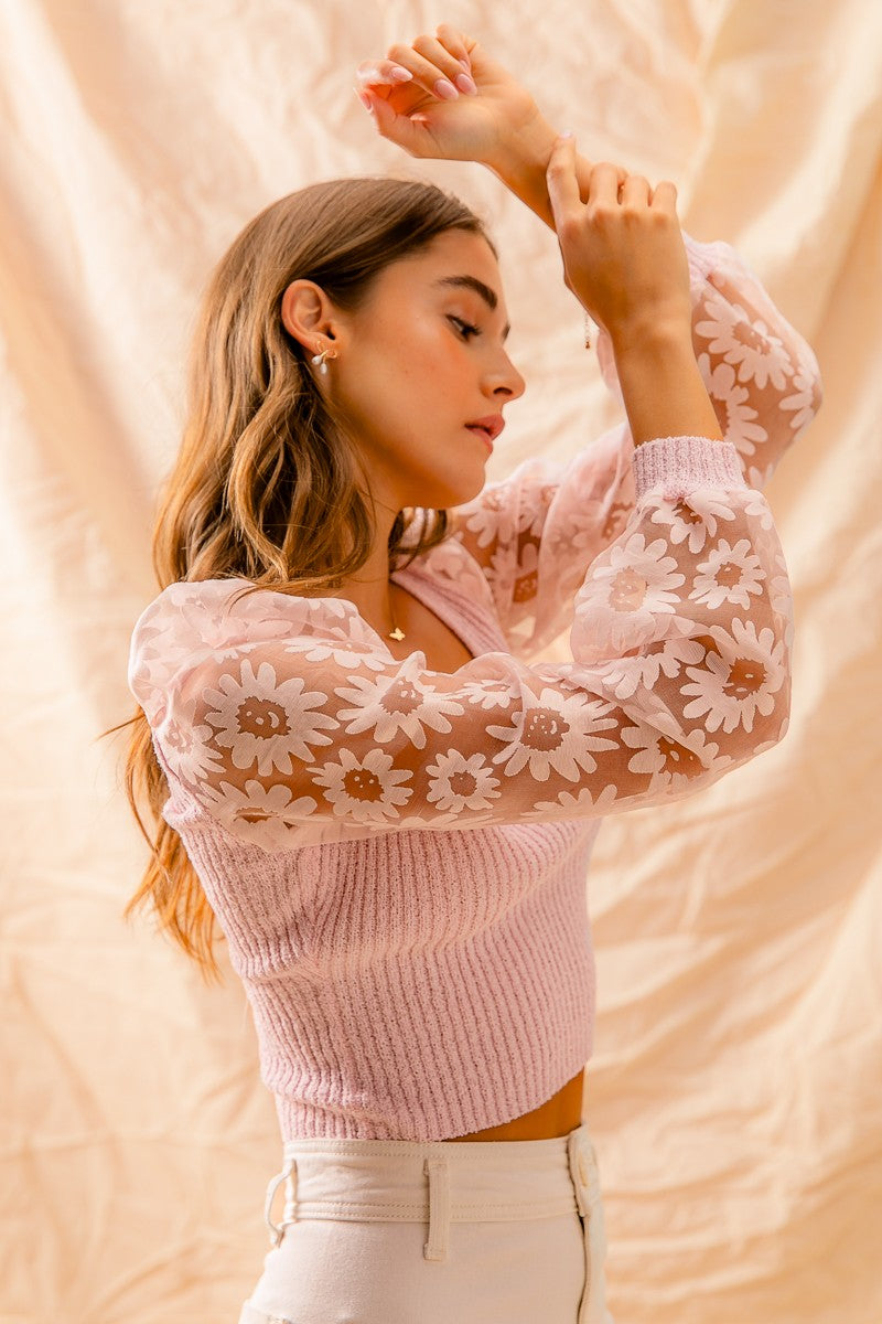 Blushing Flower Lace Top