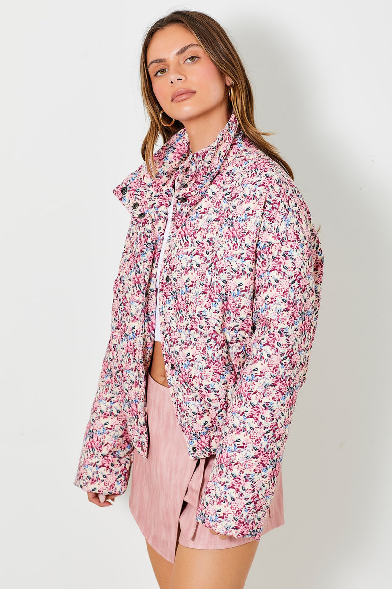 Floral Corduroy Puffer