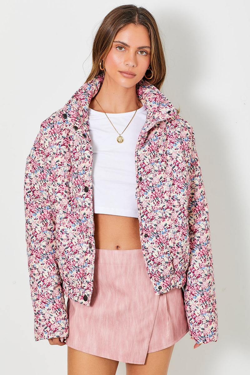 Floral Corduroy Puffer