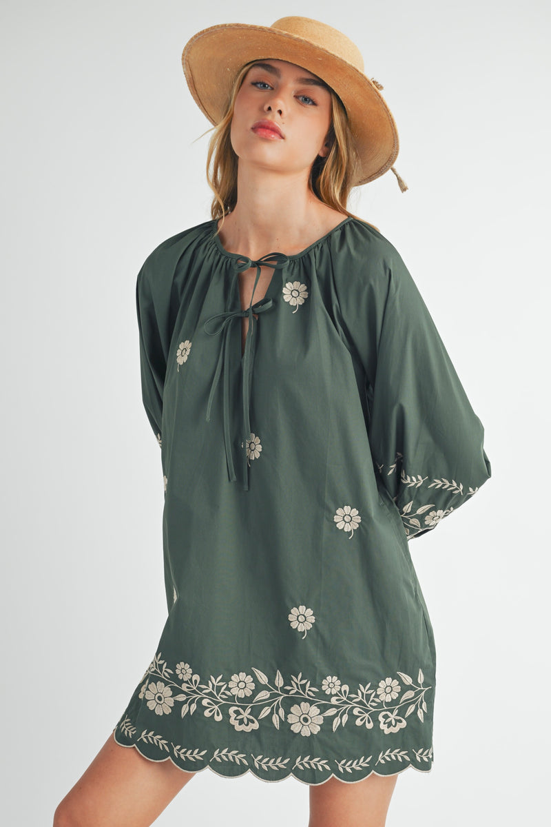 Hunter Green Embroidered Dress