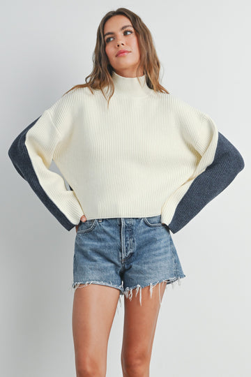 Two-Toned Turtle Neck Sweater