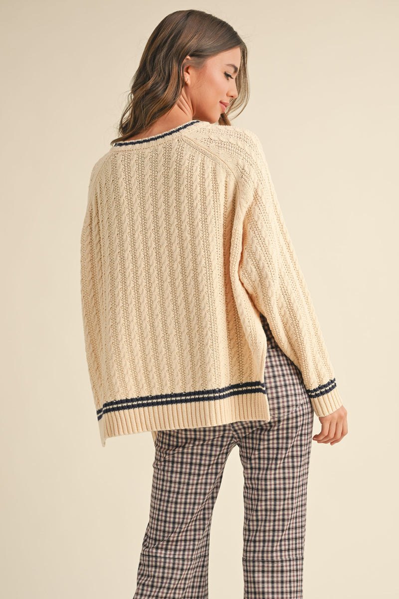 Cable Contrast Sweater