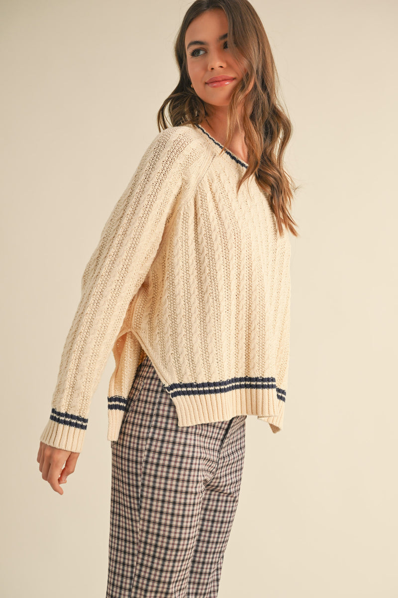 Cable Contrast Sweater