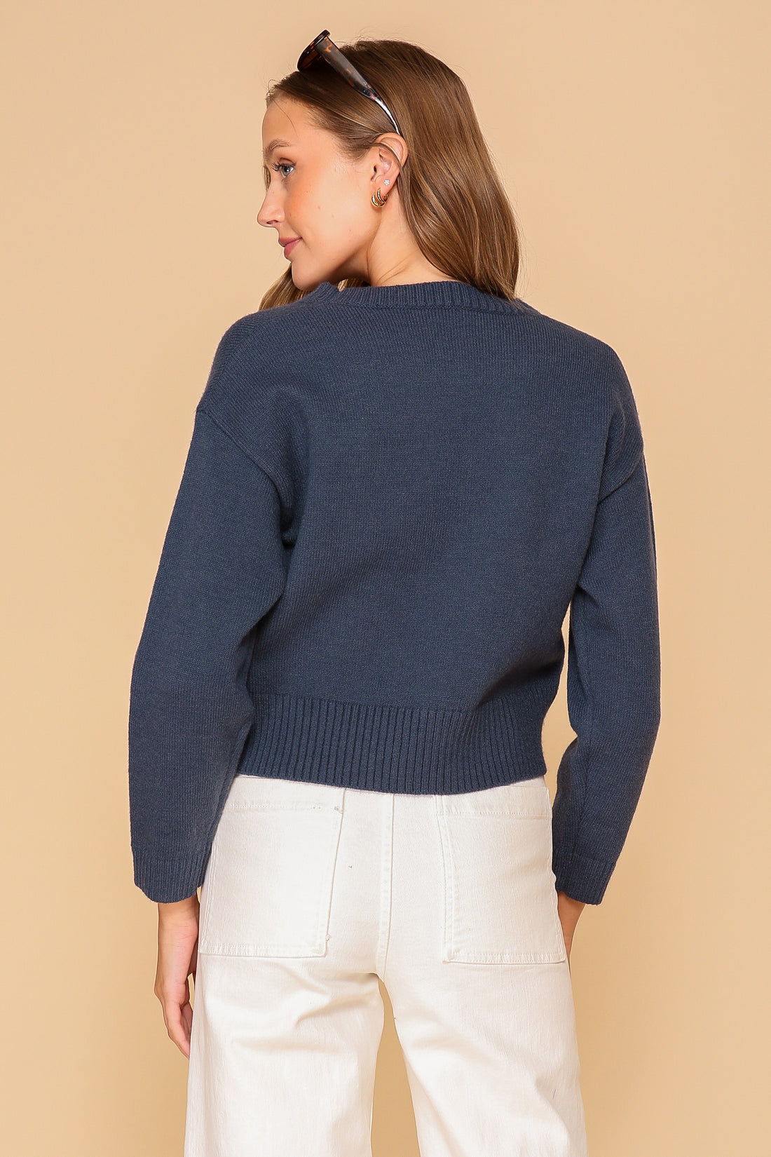 Navy Ribbon Sweater