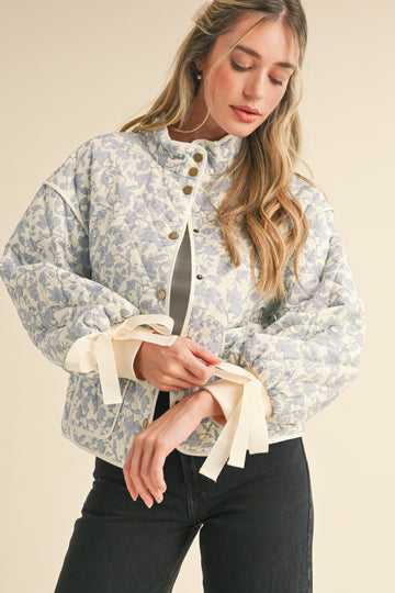 Ivory Blue Bow Jacket