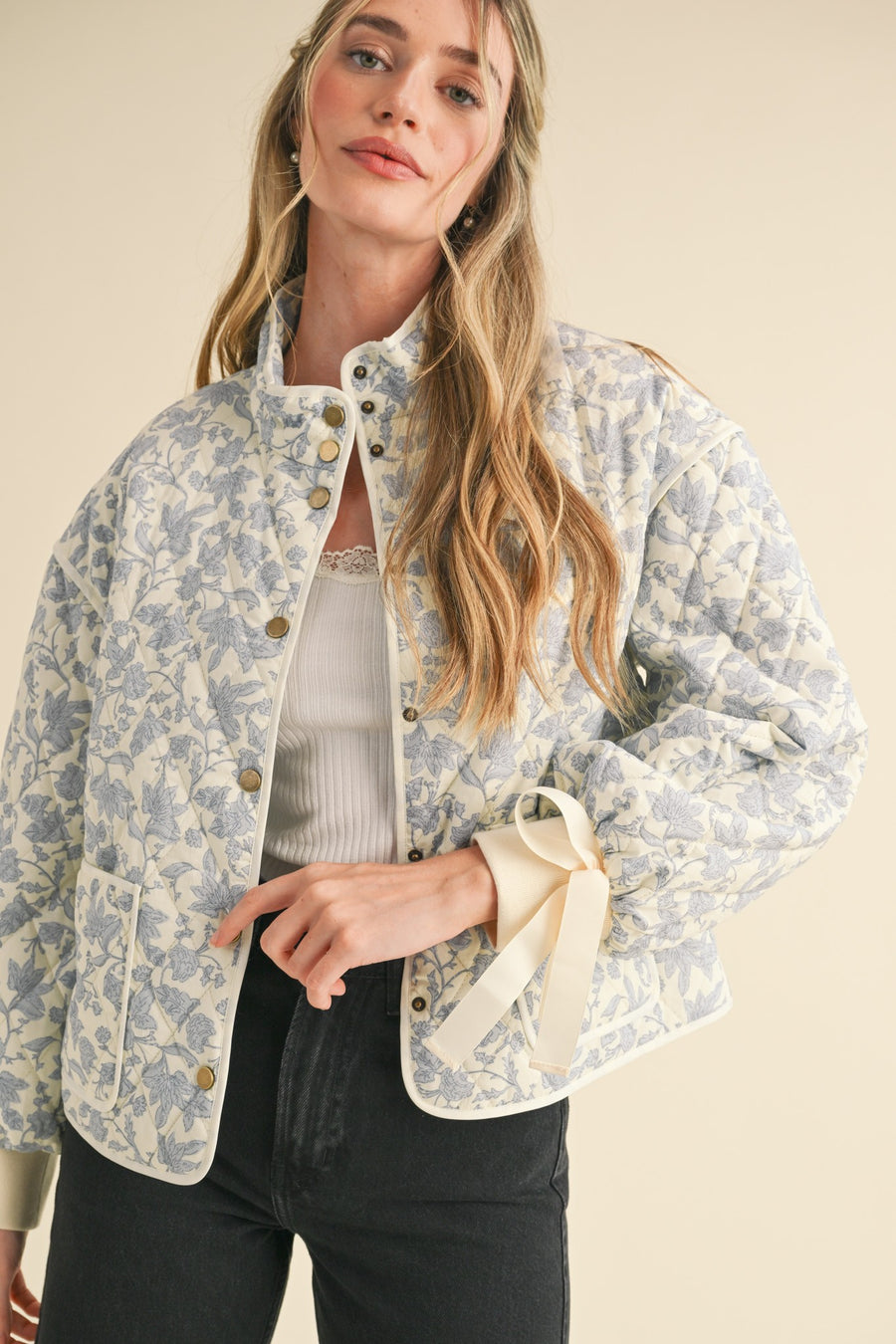 Ivory Blue Bow Jacket
