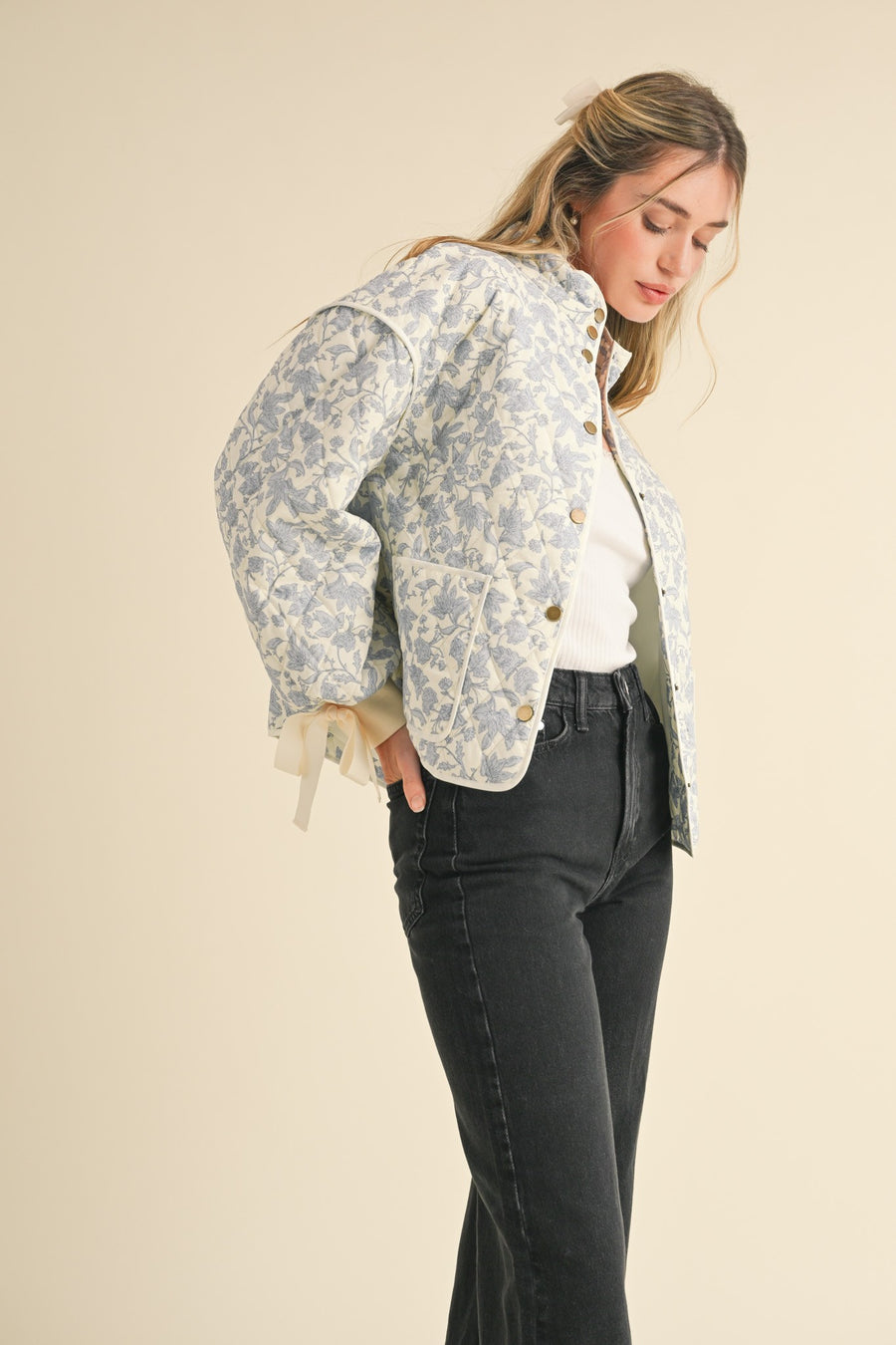 Ivory Blue Bow Jacket
