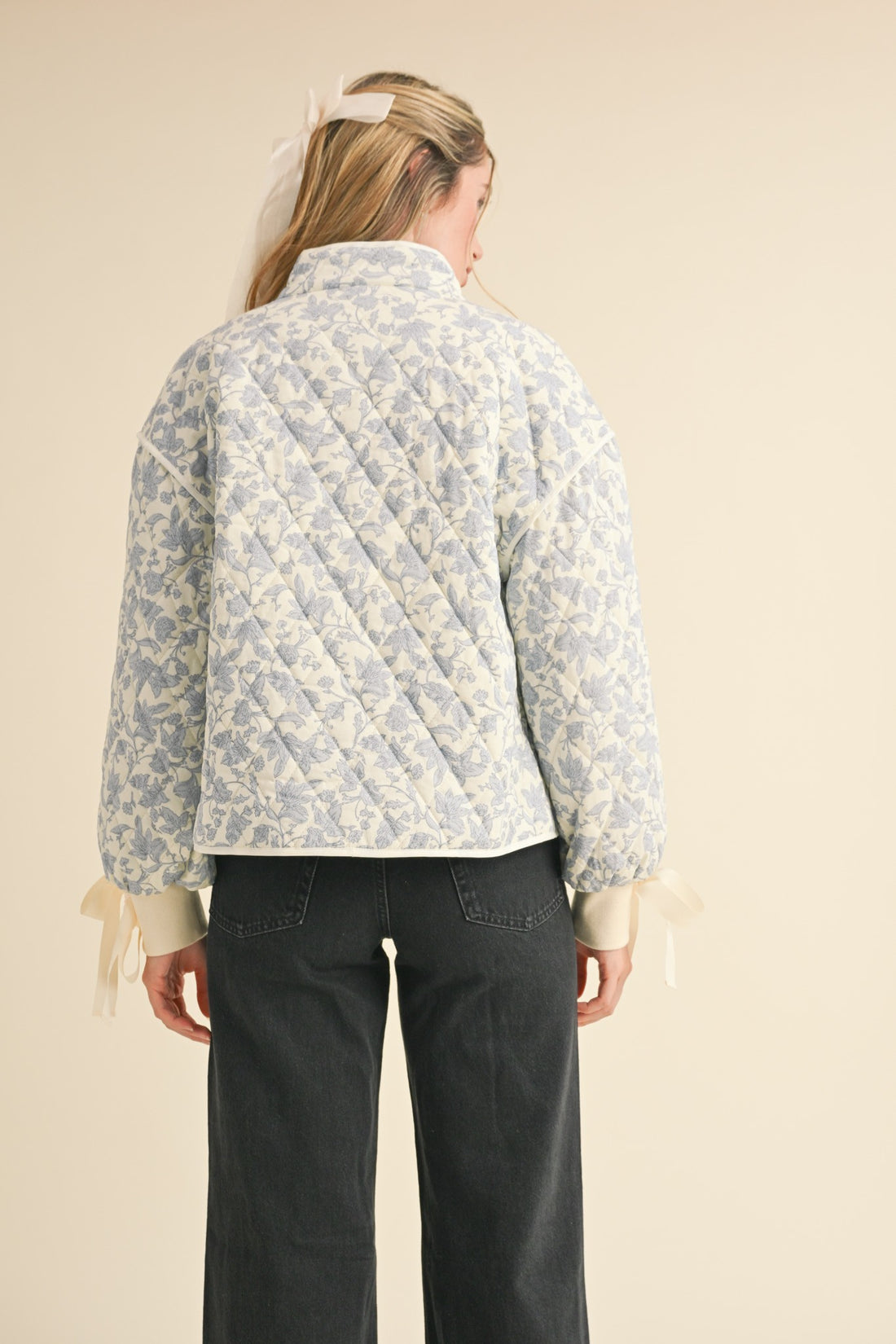 Ivory Blue Bow Jacket