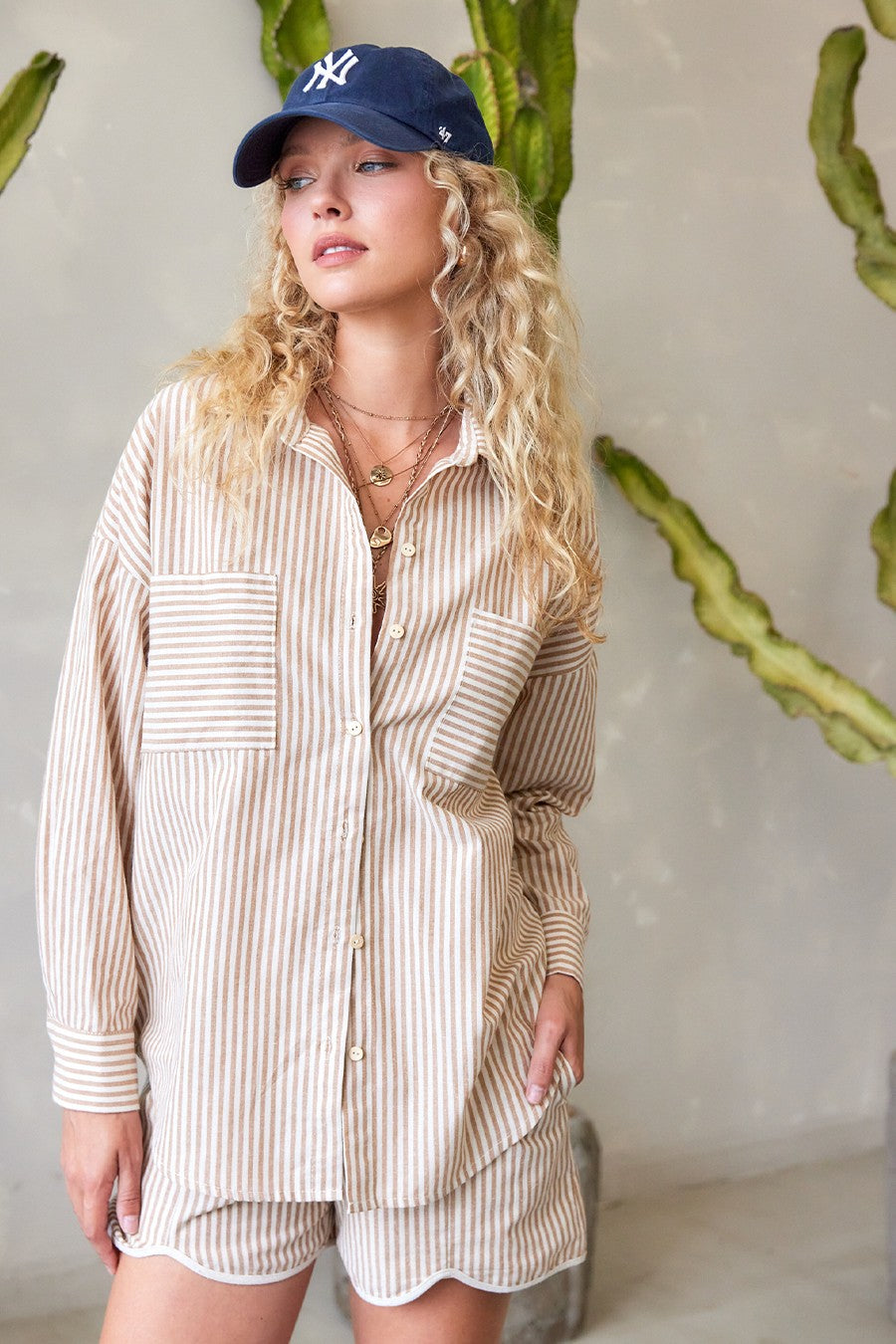 Taupe Button Down