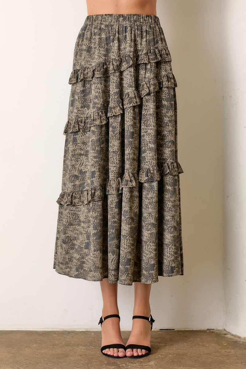 Printed Olive Skirt