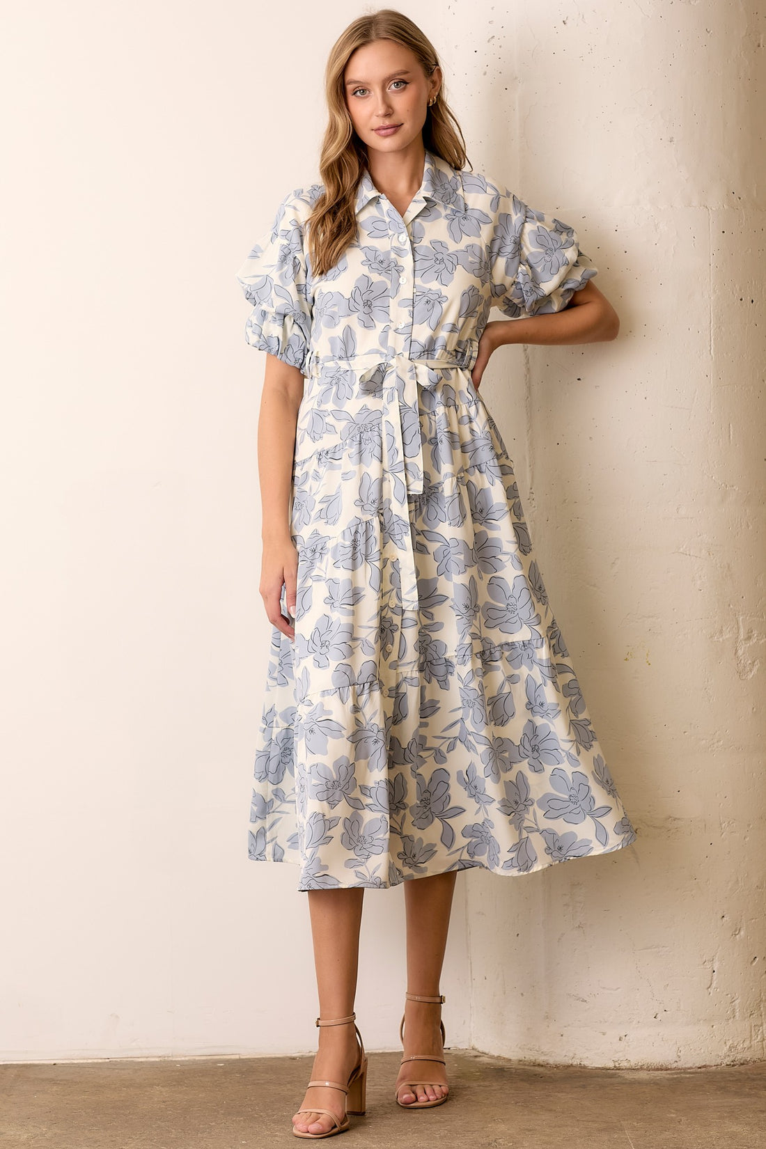 Sky Blue Floral Dress