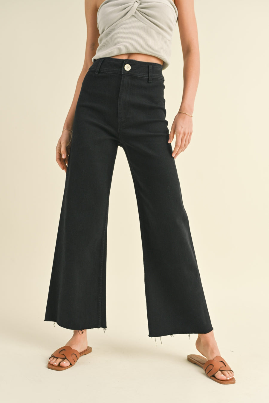 Black Straight Wide Leg Pant