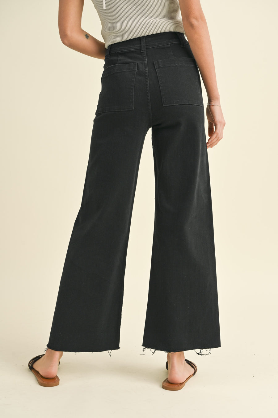 Black Straight Wide Leg Pant