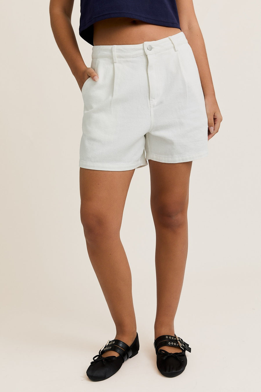 Crisp White Denim Set (SHORTS)