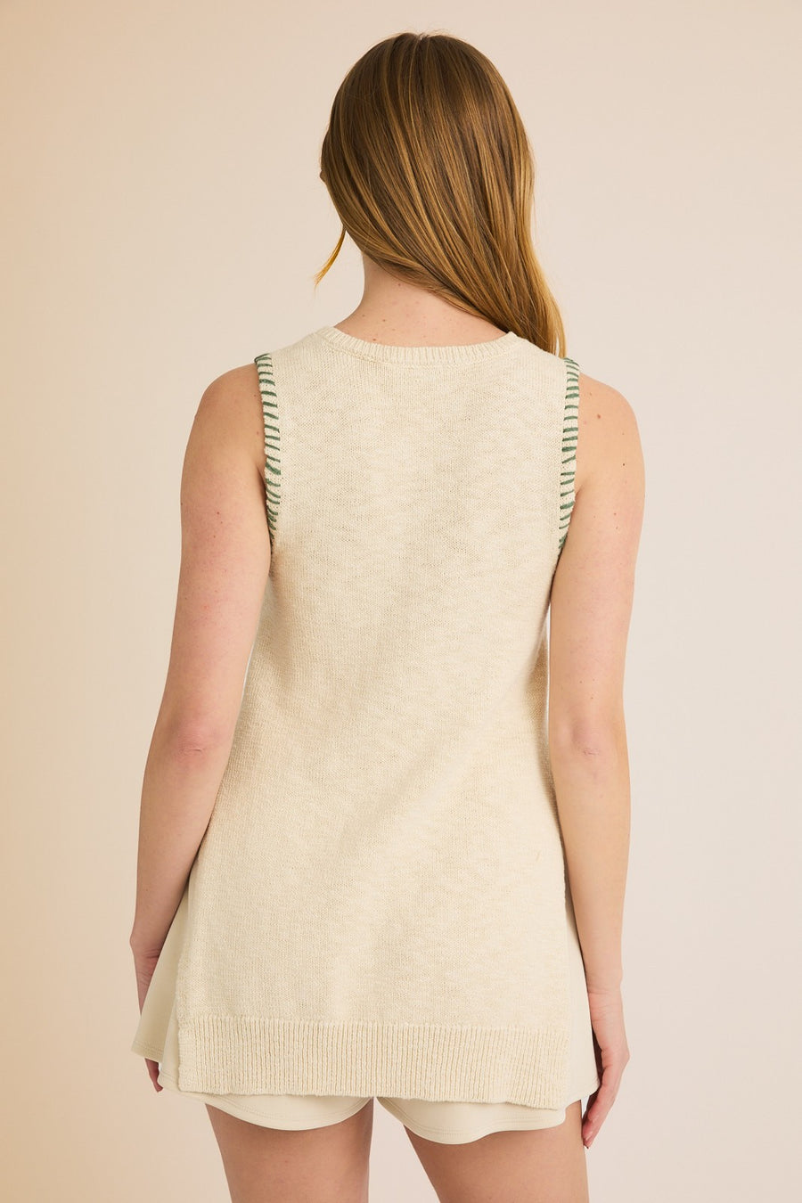 Green Stitch Sleeveless Top