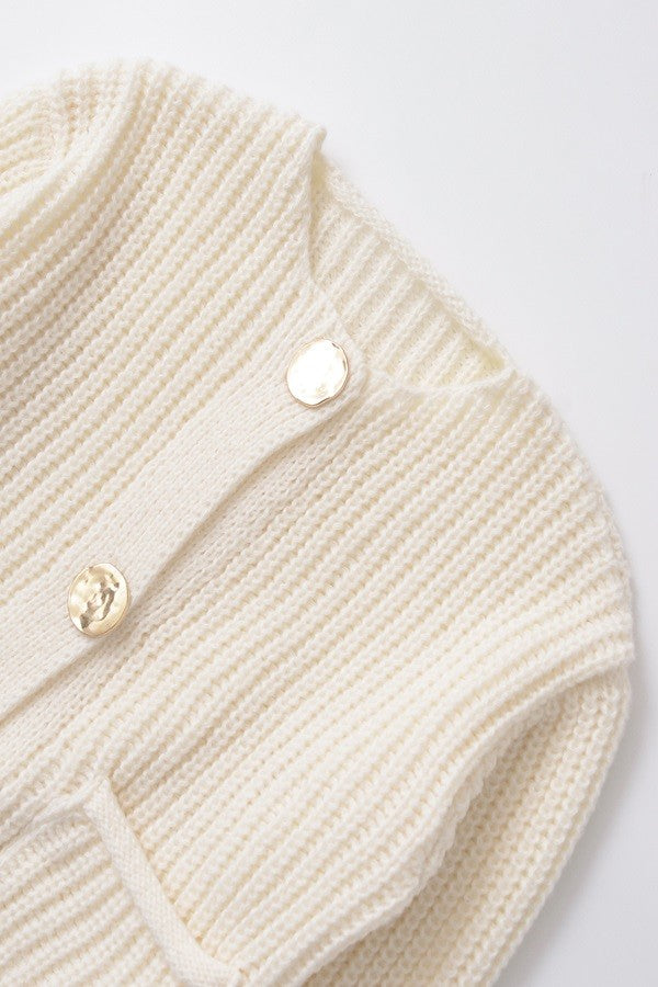 Solid Sweater Jacket - cream