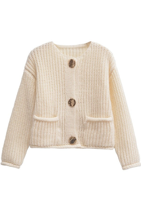 Solid Sweater Jacket - cream