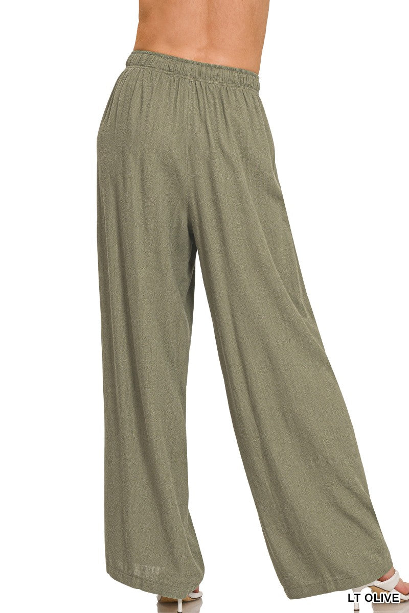 Olive Green Linen Pants
