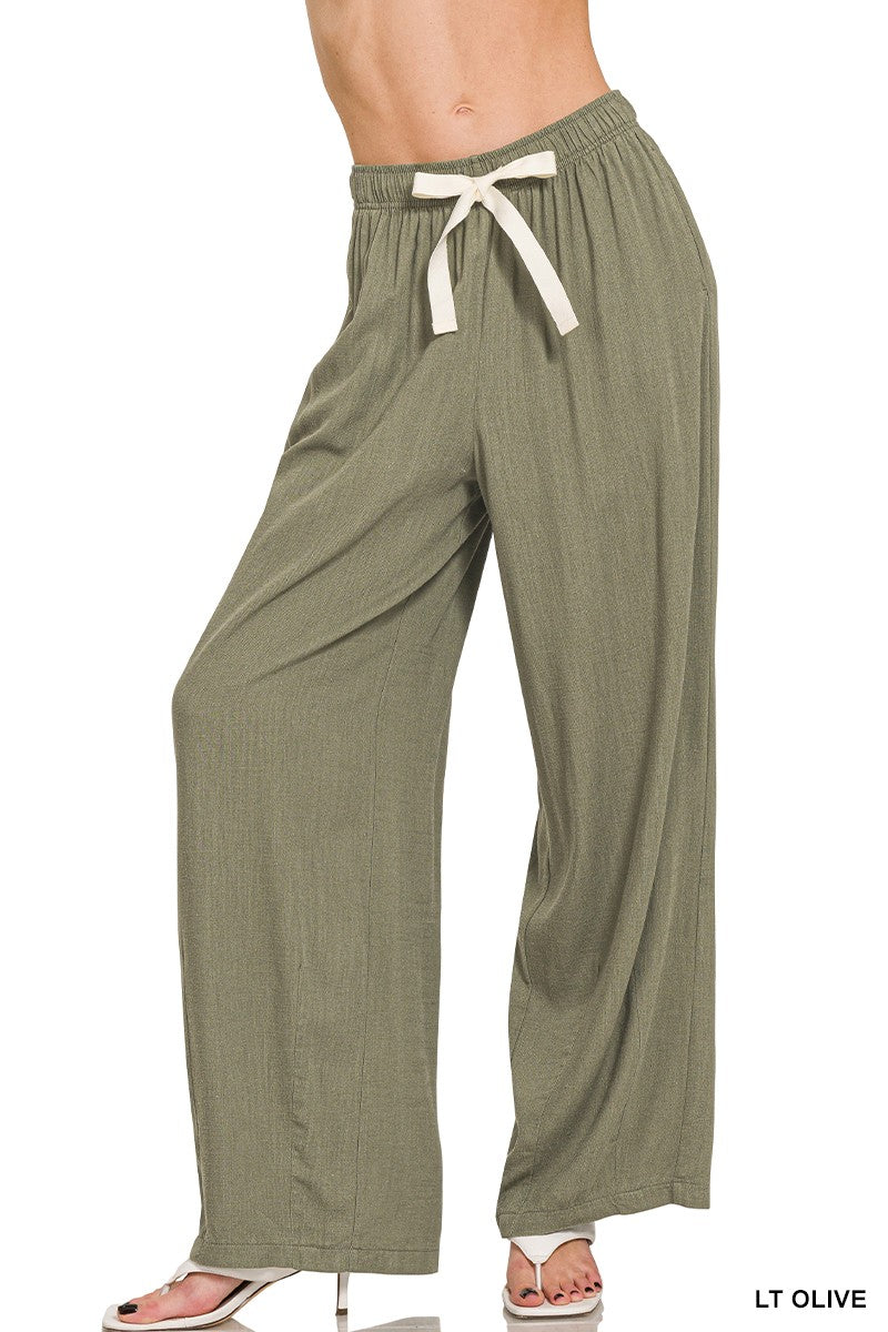 Olive Green Linen Pants