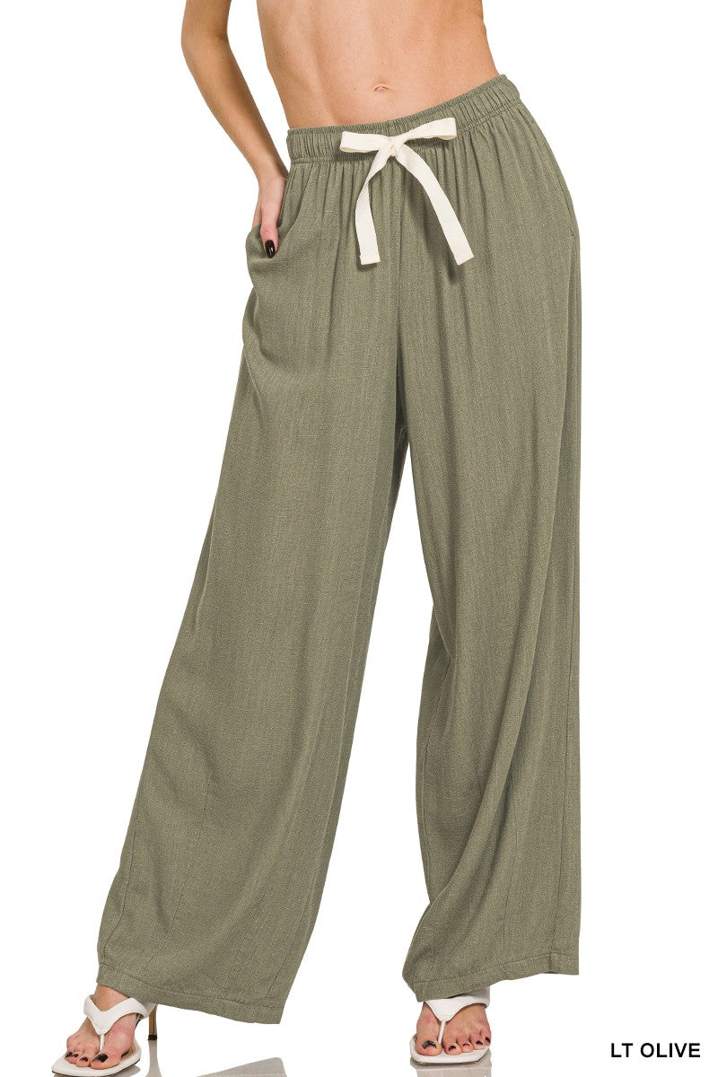 Olive Green Linen Pants