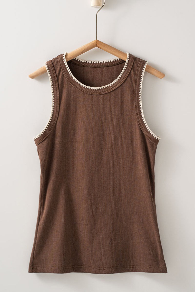Stitched Tank - Brown