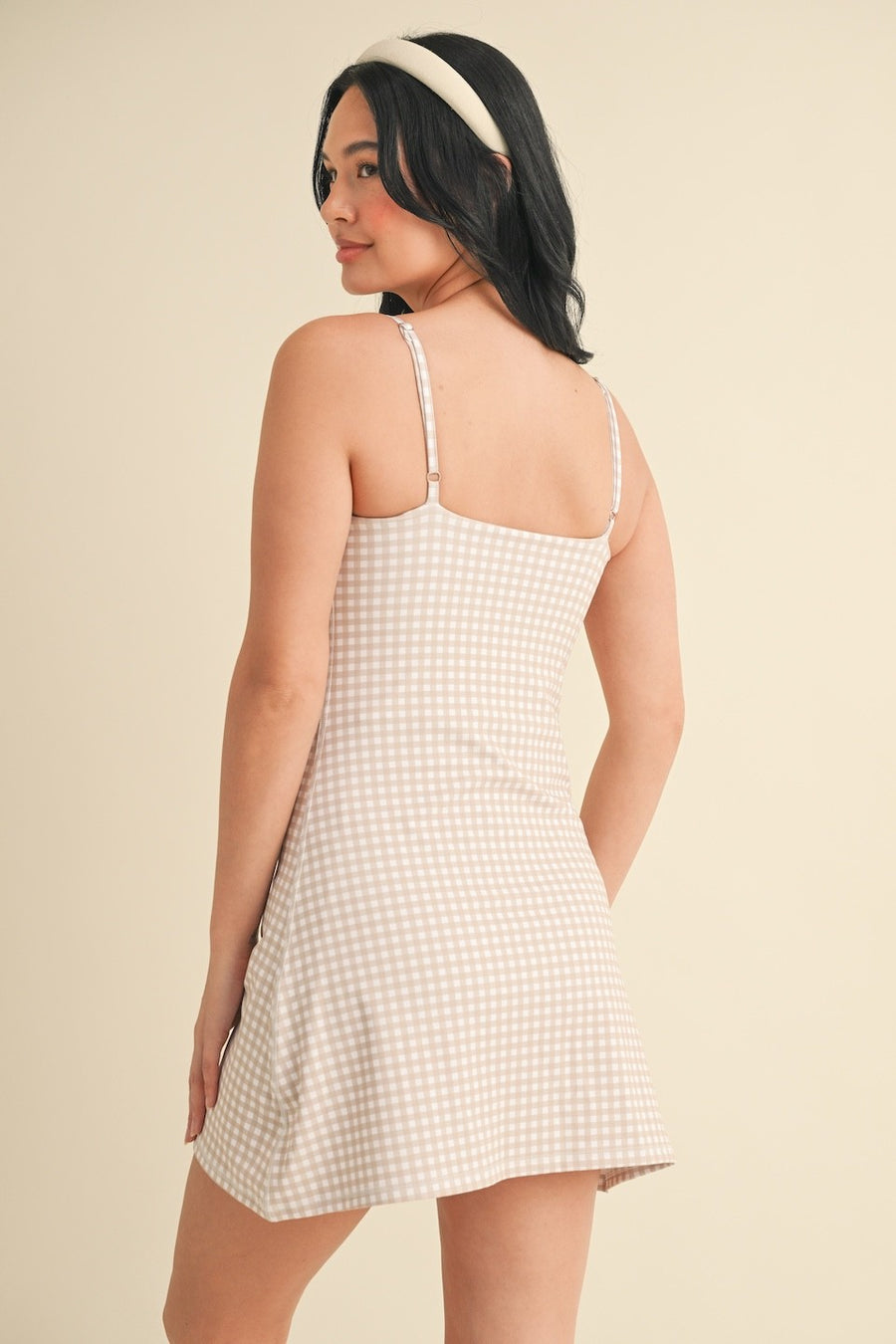 Taupe Gingham Dress