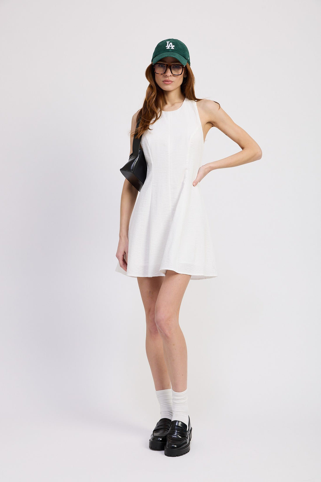 Crisp White Halter Dress