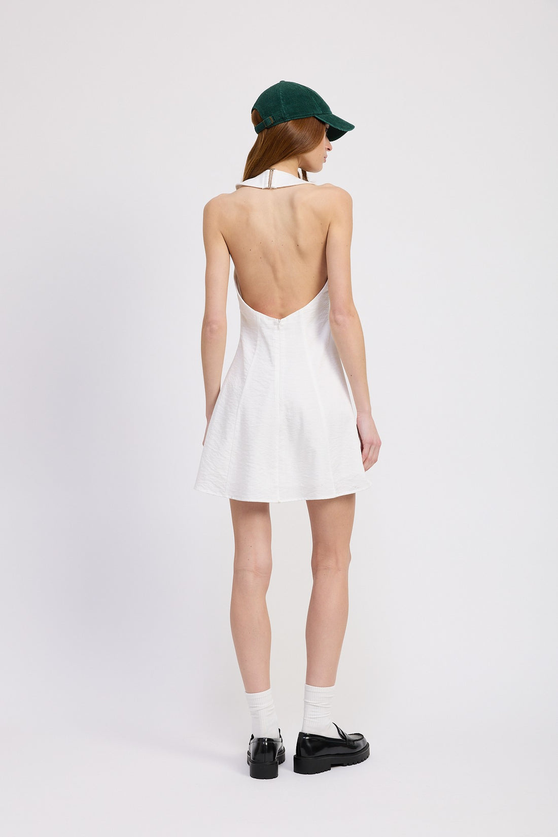 Crisp White Halter Dress