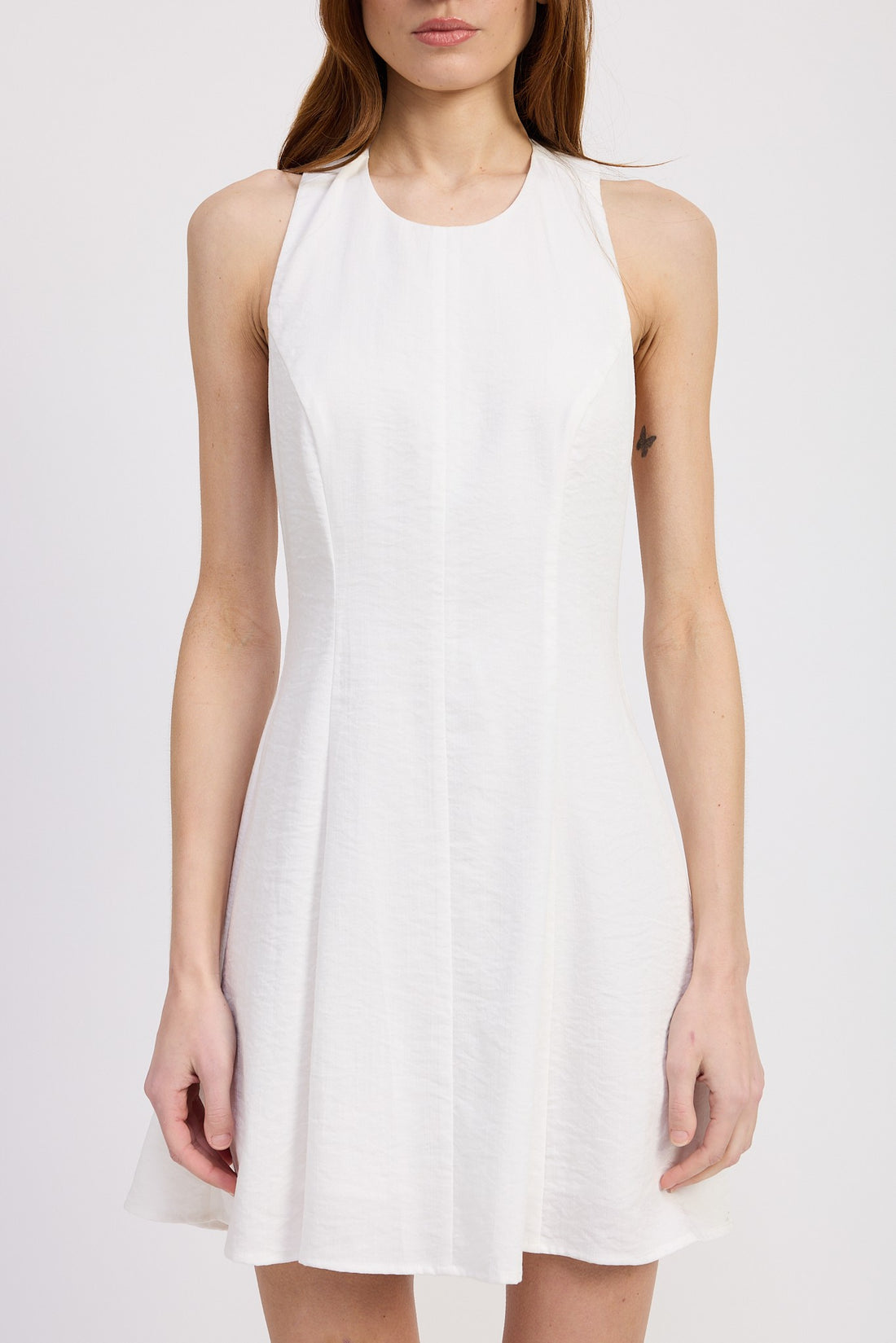 Crisp White Halter Dress