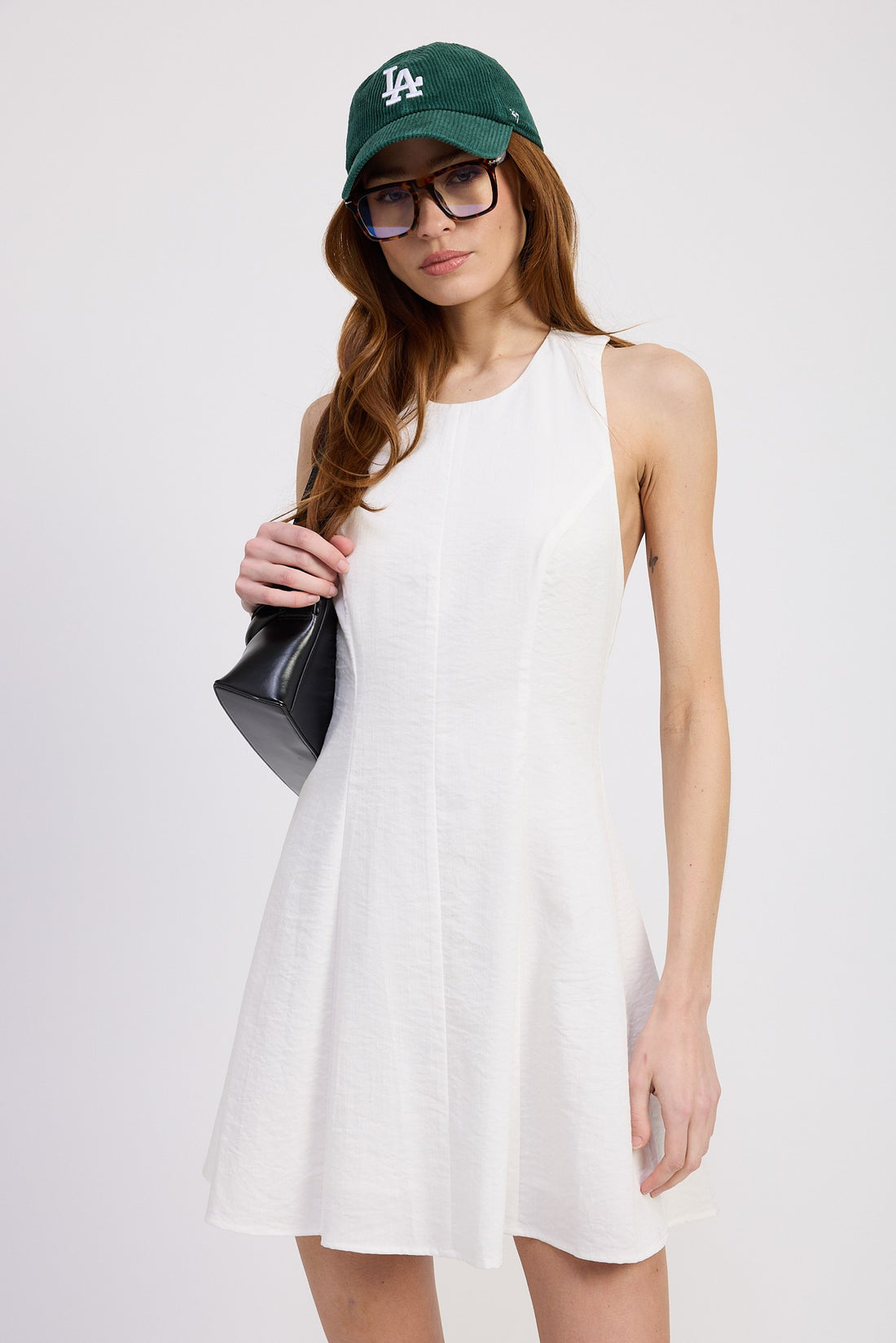 Crisp White Halter Dress